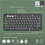 LOGITECH K380S PEBBLE KEYS 2 ÇOKLU CİHAZ ÖZELLİKLİ BLUETOOTH TÜRKÇE Q KLAVYE GRİ 920-011859